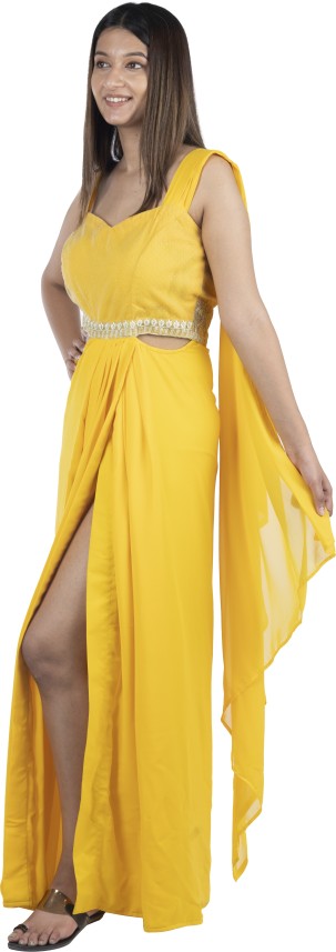 Geerwaha Women Maxi Yellow Dress - Buy ...